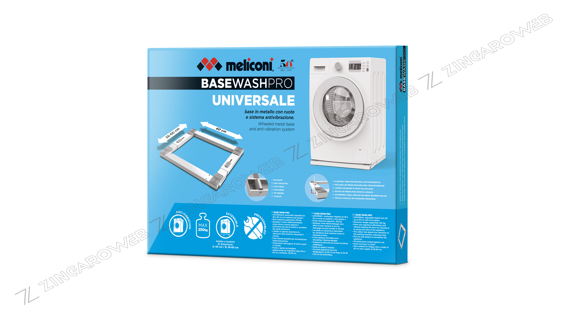 Base wash Pro Meliconi per lavatrice o asciugatrice con ruote