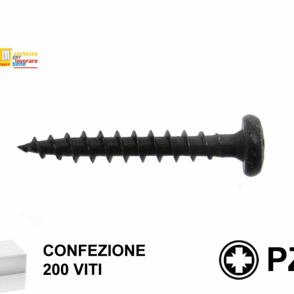Vite Truciolare Tc Impronta Croce Pz2 Nere pz. 200 mm.5,0x50 | Tecfi