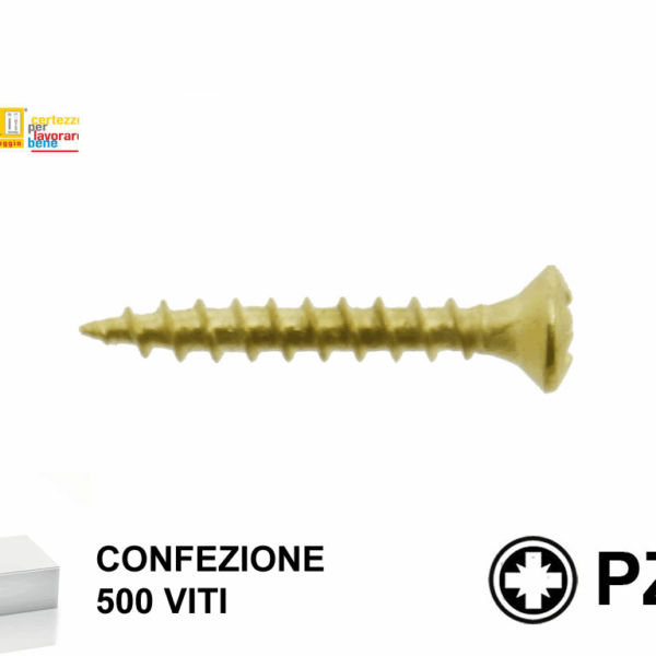 VITE TRUCIOLARE TGS IMPRONTA CROCE PZ2 OTTONATA mm.3,5 x VARIE LUNGHEZZE | TECFI