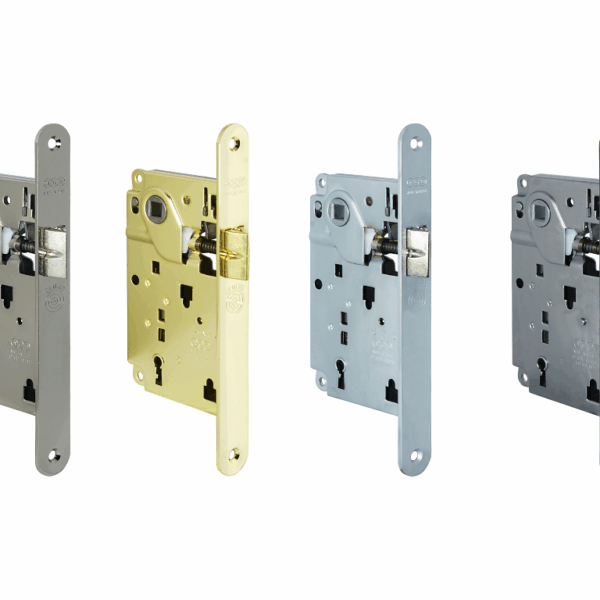 Serratura Patent Centro Bordo Tondo Solo Scrocco Frontale 22x196 mm. Interasse 90 Entrata 50 mm. varie finiture | AGB