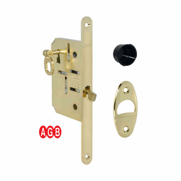 Serratura Infilare Scivola Mediana Bordo Tondo Foro Chiave Frontale 18x196 mm.Entrata 50 AOV-Ottonato | AGB