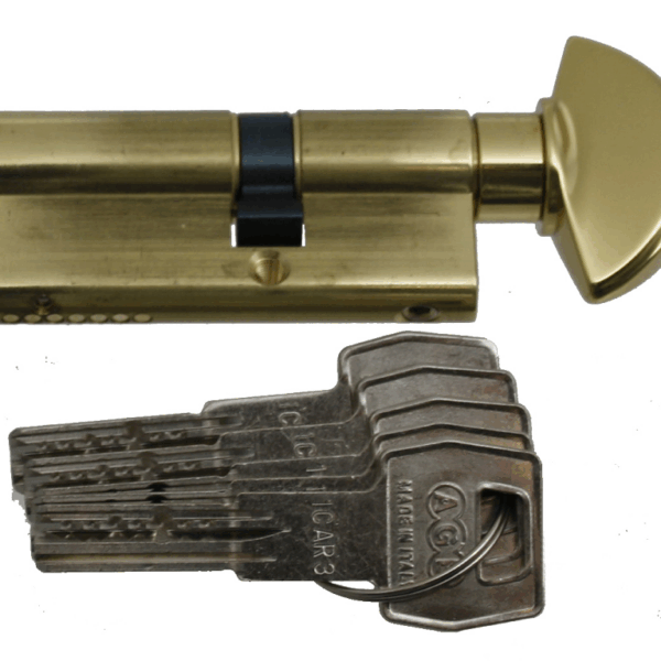 Cilindro Europeo 5000PS OLV- Ottone Lucido Verniciato Pomolo-Chiavevarie finiture | AGB