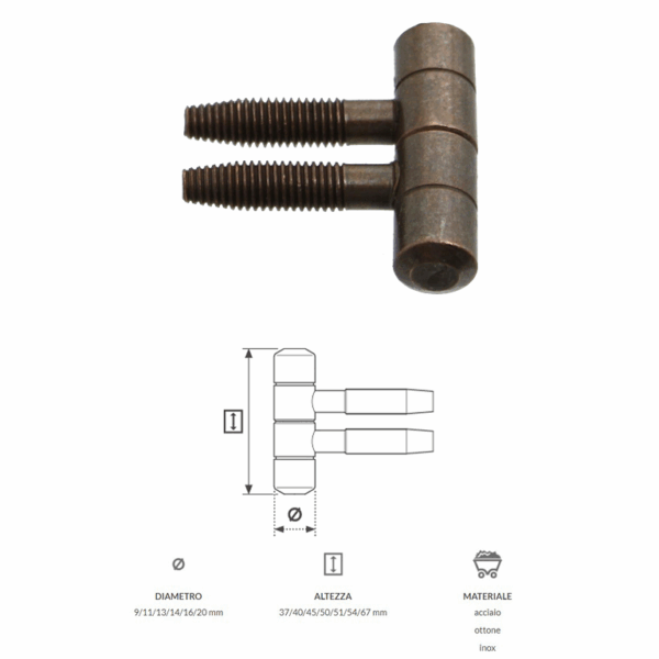 Cerniera per Legno Anuba 2 Gambi con Segno d.11 ABR-Bronzo | AGB