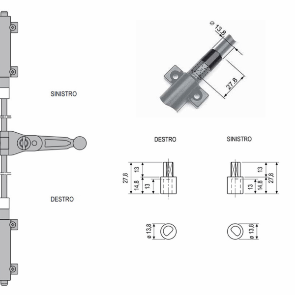 Compensatore di Rotazione Abaco per Chiusura Verticale Spagnoletta 180° DX-SX | AGB