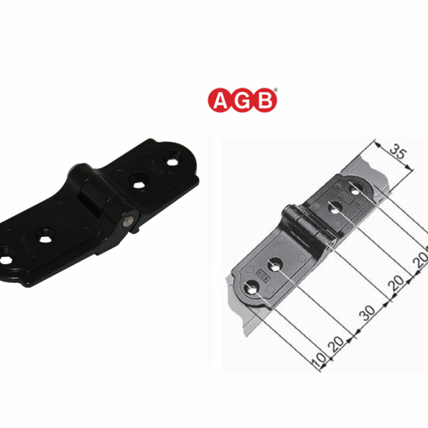 Cerniera Abaco Complanare Dissasata per Bandelle Orizzontali 60/25 mm.60-50 ZVN-Nero | AGB