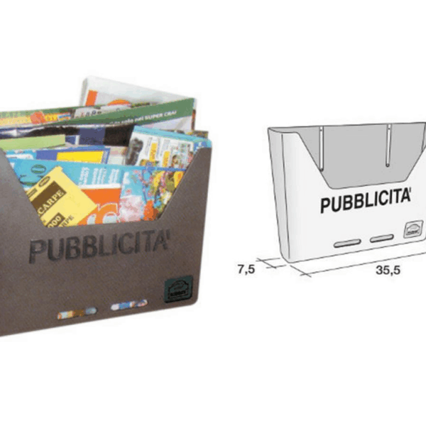 Cassetta Portapubblicità in Policarbonato cm.36,5x7,5x25,5h Mod. Carosello Colore Ghisa | Alubox