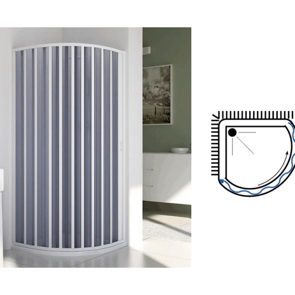 Box Doccia Soffietto Semicircolare Modello Lama Apertura Laterale Bianco H185 cm.80-60| Pinto