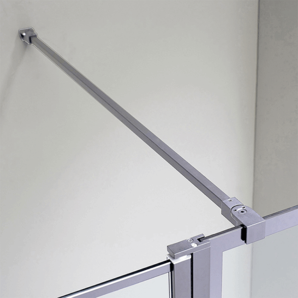 Braccio Doccia di Sostegno Vetro Walk-in Platinum in Acciaio Cromato 45°Regolabile da cm.55-100  Mixtech