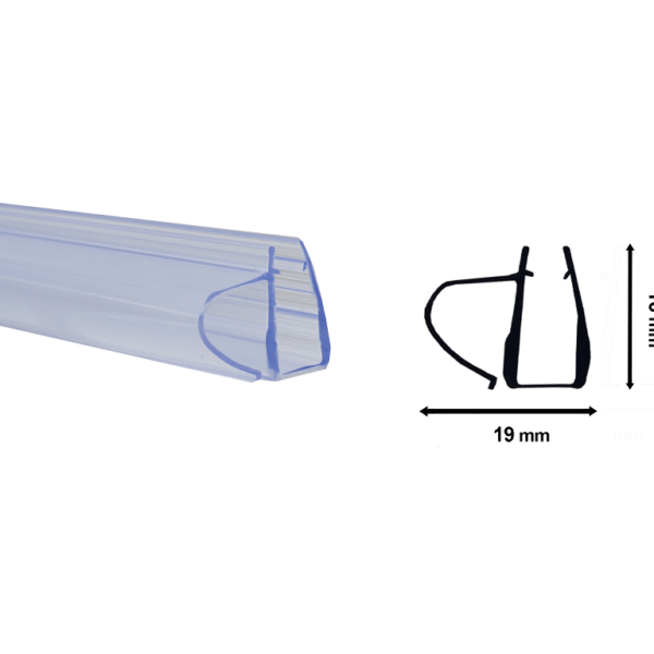 Profilo Guarnizione Inferiore Box Doccia Vetro Spessore 6-8 H680 Antigoccia mm.16x19 per Scorrevole Gold  Mixtech