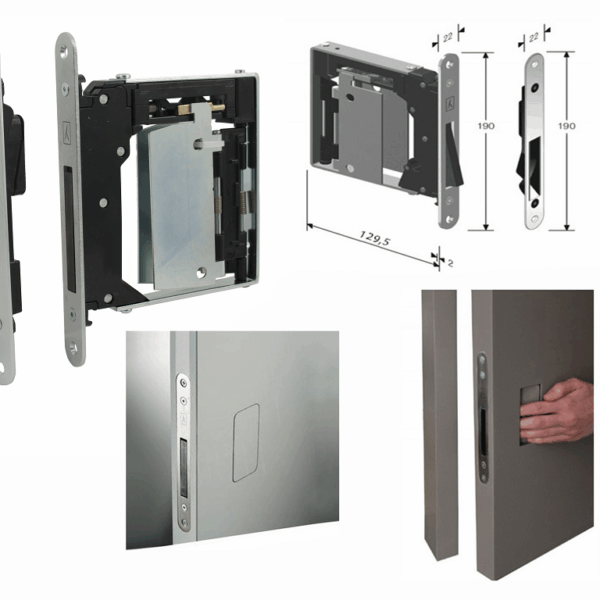 SERRATURA INFILARE CON MANIGLIA A SCOMPARSA modello B-NO-HA MINI 938+G992 E28 MAGNETICA CROMO SATINATO | BONAITI