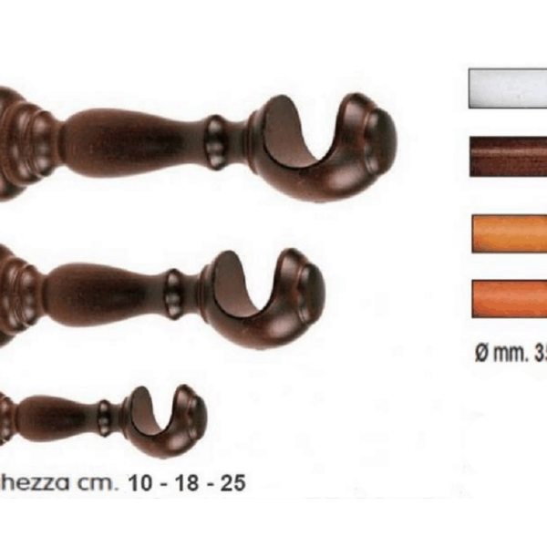 SUPPORTI PER BASTONE IN LEGNO DIAMETRO 35 mm. DA 10 mm.