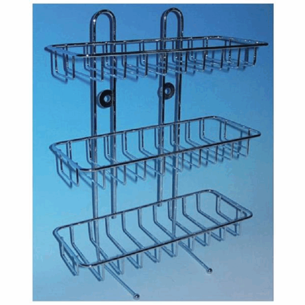 Mensola Grigliata Doccia 3 Ripiani Dfw0225s cm.29x12x45h Cromo