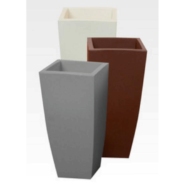 Vaso Home Quadro cm.40x40x90h Resina Bianco Ghiaccio