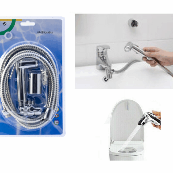 Doccetta per Wc con Deviatore+Tubo+Gancio+Adattatore Rubinetto Cromato