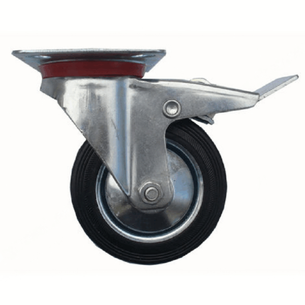 RUOTA GOMMA INDUSTRIALE EXPORT CUSCINETTI A RULLI PIASTRA GIREVOLE+FRENO VARI DIAMETRI