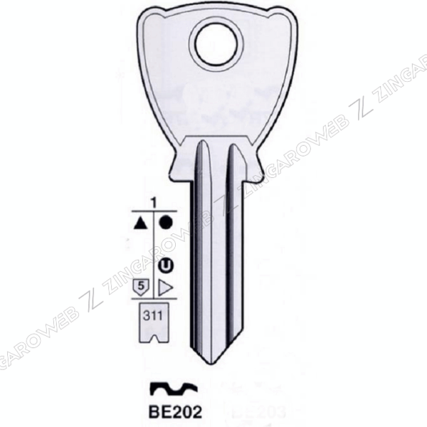 Chiave Grezza Serrature-Cilindro Beta Be2/Be202 Ch5