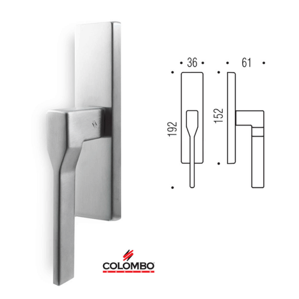 Maniglia per Finestra Cremonese Dea Impugnatura Maniglia senza Movimento Placca 36x151 CM-Cromat | Colombo