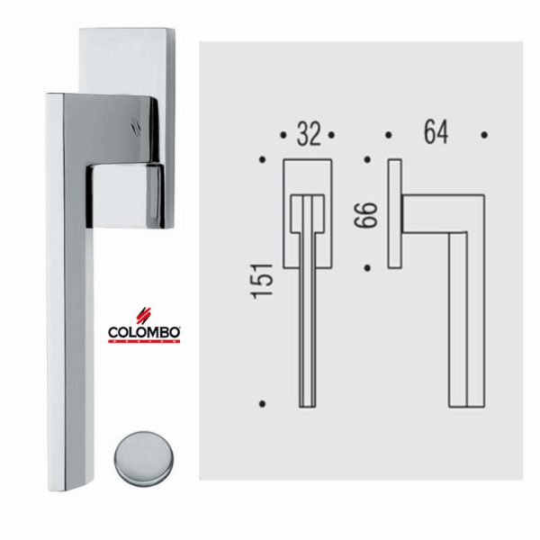 Maniglia per Finestra DK Electra Rosetta Rettangolare senza Movimento CM/Cromat | Colombo