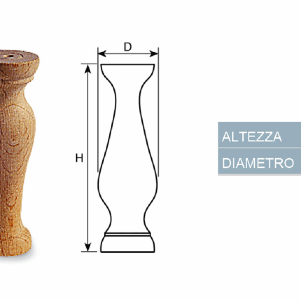 Colonnina in Legno Faggio mm.19x71   Cof29