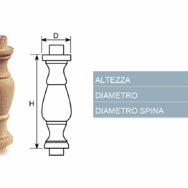 Colonnina in Legno Faggio mm.20x65