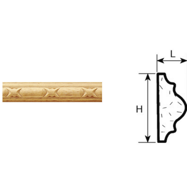 Cornice Legno Ramino Asta cm.244 H21x9l    Cof