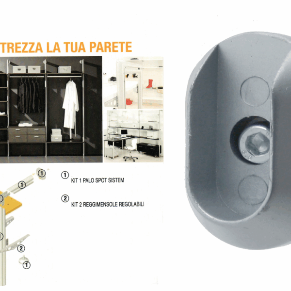 Reggitubo Laterale Alluminio Ovale per Profilo Spot Sistem  Cof189