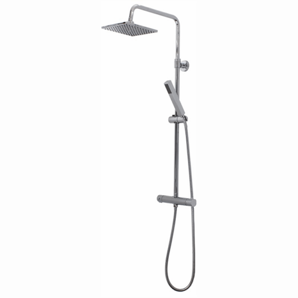 Colonna Doccia con Termostatico Modello Easy Soffione Quadro cm.25+ Doccetta Asta cm.80,3-116 | Showertech