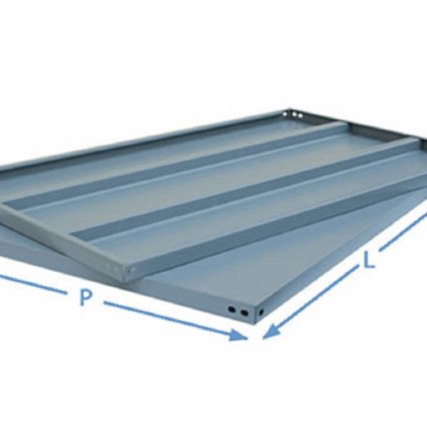 RIPIANO METALLICO CON 2 RINFORZI PER SCAFFALE