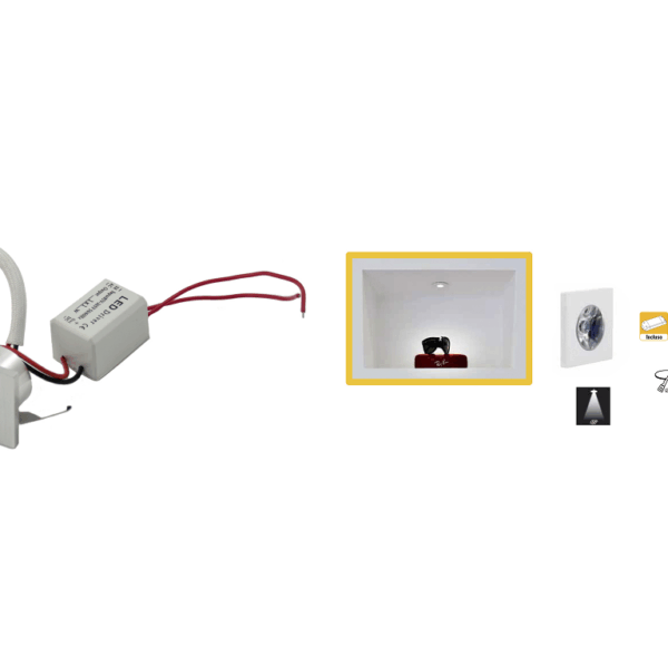 Faretto Segnapasso Incasso Quadro 230v Ip20 1w 100lm 45°mm.24x18h 6400k Cromo Satinato | Dogi