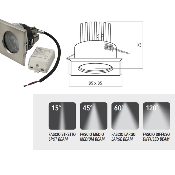 Faretto Segnapasso Incasso Kamiled Quadro Ip65 3x3w Lm840 Lc 45º220v 4100k  | Dogi
