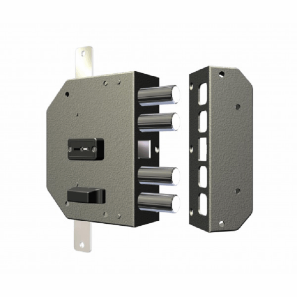 Serratura Applicare Triplice Doppia Mappa Con Scrocco Spinta SX  DOM-CR