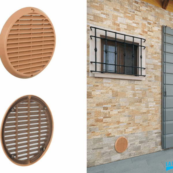 Griglia Tonda+Rete Antisfondamento Alluminio Cotto mm.180x15h | La Ventilazione