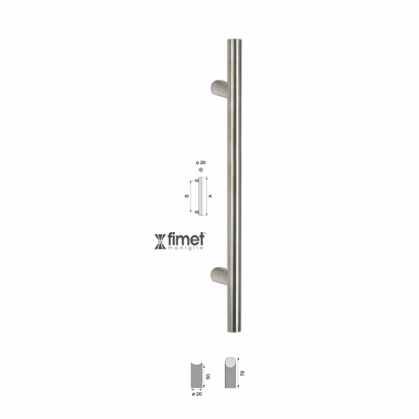 Maniglione Arizona Diritto d.20 Interasse 1200 mm.1360x70h AISI304 Inox Satinato | Fimet Maniglie