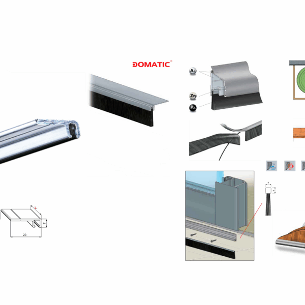Profilo Alluminio per Spazzola da Porta Profix Df400 Orizzontale L=3000  Domatic