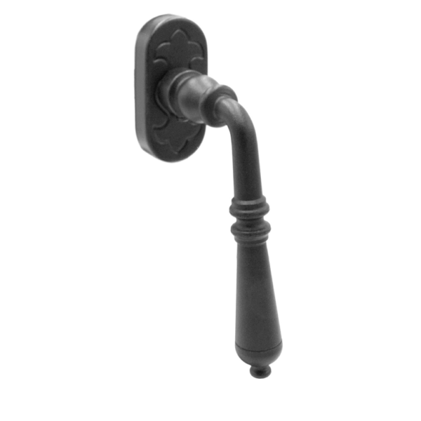 Maniglia per Finestra Dk Mosca Movimento 4 Scatti Metallo 7x35 Rosetta Ovale d.32x65x12 mm. in Ferro Nero Antico  Galbusera