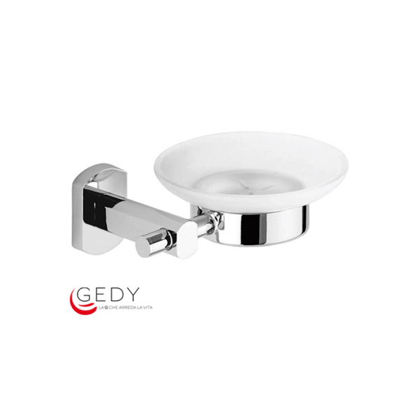 Portasapone Modello G-Edera Plus Cromato Lucido-Vetro Satinato | Gedy