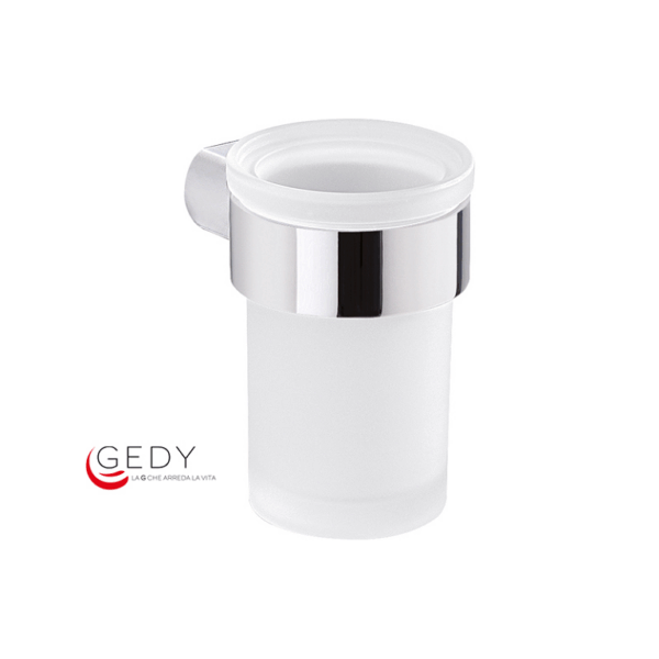 Portaspazzolino Modello G-Pirenei Cromato Lucido-Vetro Satinato | Gedy