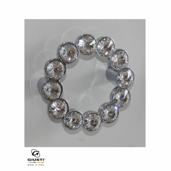 Maniglietta Mobile Interasse 64 mm.85x85x25h Tonda Swarovski+Cromo Lucido  Giusti