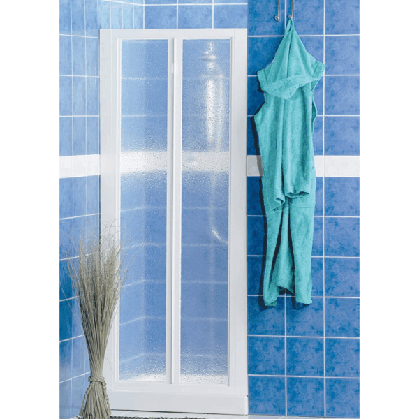 Porta Doccia 2 Ante Soffietto Modello Smeralda Bianco Vetro Crilex Bollicine varie misure | Giava