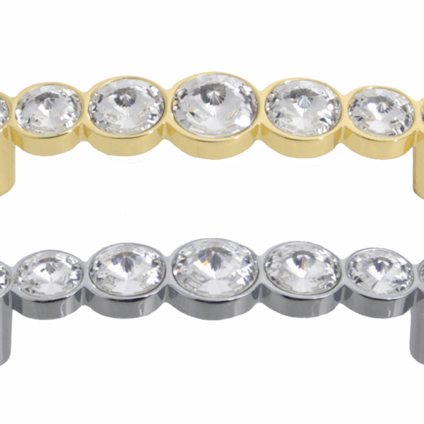 MANIGLIETTA MOBILE INTERASSE 96 mm.110x20x30h CRISTALLO TRASPARENTE+ORO-CROMO LUCIDO