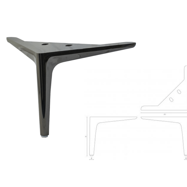 Piede Metallo Cromo Nero d.220x220/15x15 mm.180h |  Gpi