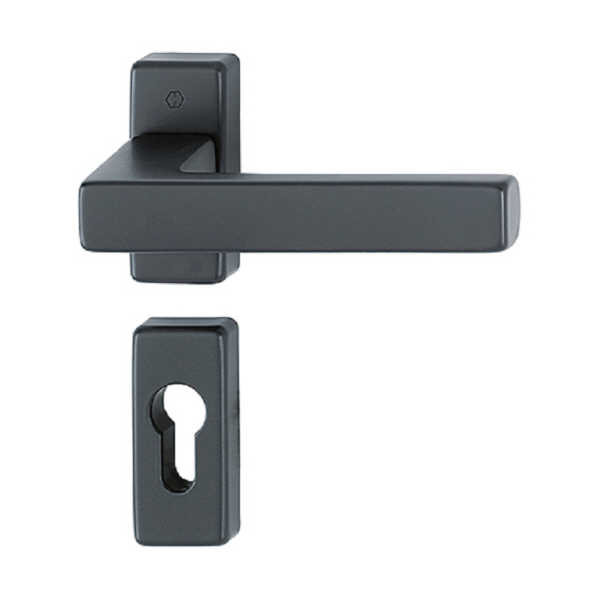 Maniglia Toulon Rosetta Rettangolare d.66x31x10h Bocchetta Foro Yale per Cilindro Europeo F9714M-Nero |  Hoppe