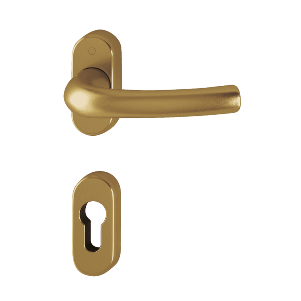 Maniglia Tokyo Rosetta Ovale d.30x68h Bocchetta Foro Yale per Cilindro Europeo F4 Bronzo | Hoppe