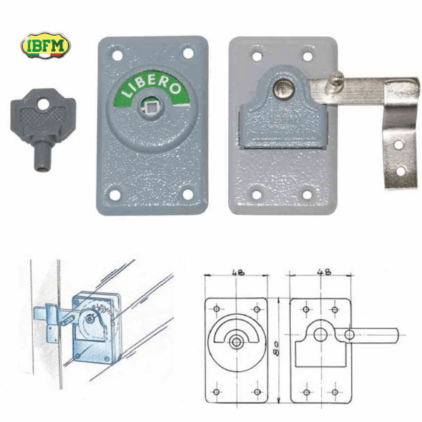 Chiavistello WC Libero Occupato a Gancio con Segnalatore Ferro Vernciato con Chiave | IBFM