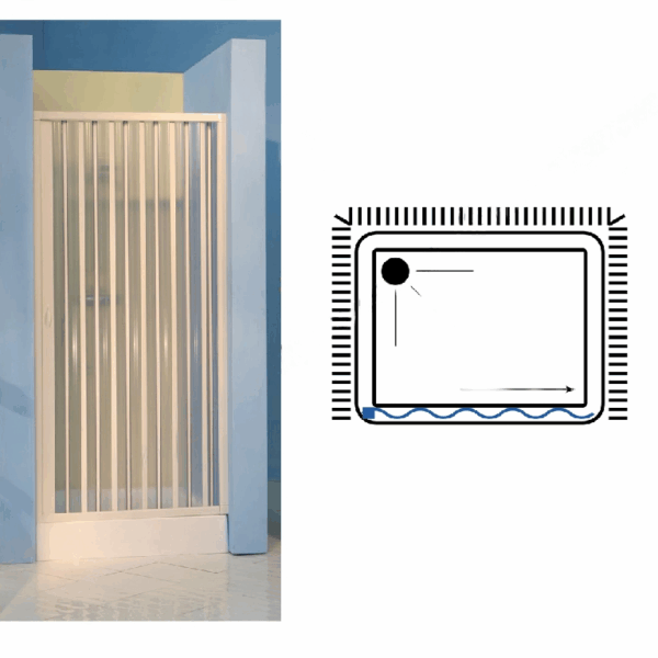 PORTA DOCCIA A SOFFIETTO modello CORFU  ACRILICO BIANCO h185  Prodotto da TED