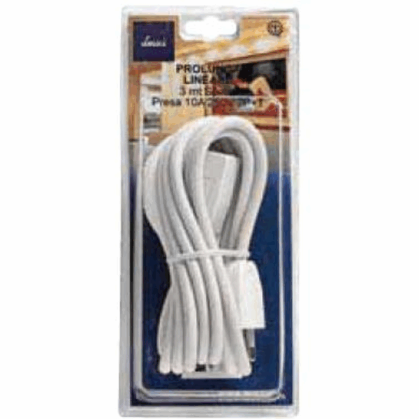 Prolunga Lineare 3mt Spina Presa 10a 250v 2p+T Cavo 3x0,75  Leuc