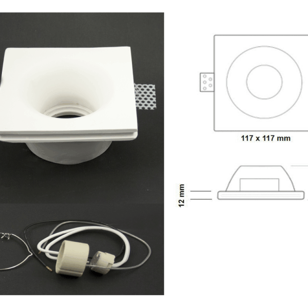 Faretto Incasso Gesso Tondo Ip20 mm.117x117x.56h Attacco Gu10 | Lampo