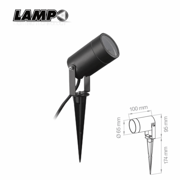 Proiettore da Giardino con Picchetto Ip65 Orientabile Nero Attacco Gu10 | Lampo