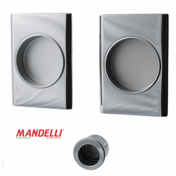 Maniglia Incasso Quadra Porta Scorrevole modello 1038T d.85x59/48 Senza Foro Chiave varie finiture | Mandelli