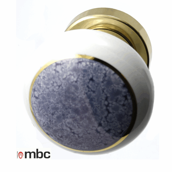 Pomolo Fisso Derby Tondo Porcellana Bianco Decorato a Mano G28 Ols   Mbc